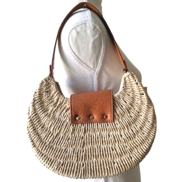 NWT LC Lauren Conrad Fun Summer Beachy Casual Straw Shoulder Bag Small/Med Sized - Picture 3 of 6